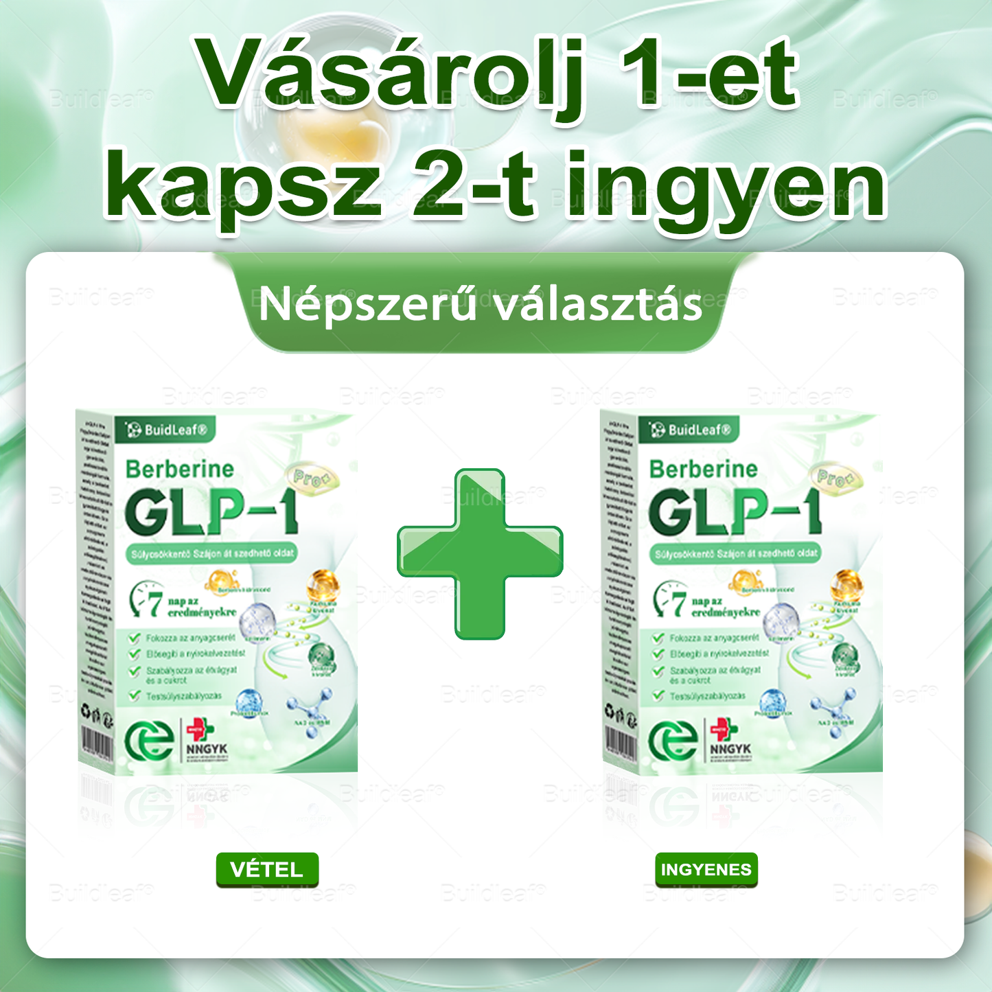 Klinikai kutatásokkal igazolt | A BuildLeaf® Berberine GLP-1 Pro Súlycsökkentő Szájon át szedhető oldat segíthet a makacs súlytöbblet, anyagcsere- és energiaproblémák kezelésében, támogatva a jobb közérzetet és vitalitást