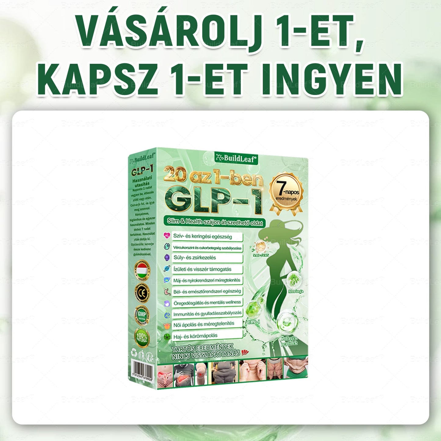 👑Hivatalos áruház | BuildLeaf GLP-1 20 az 1-ben Karcsúsító és egészséges szájon át szedhető folyadék (naponta egyszer, 7 napon belül hat) ✅ Támogatja a testsúlyt és a nők egészségét, miközben feszesíti a bőrt és fokozza a vitalitást