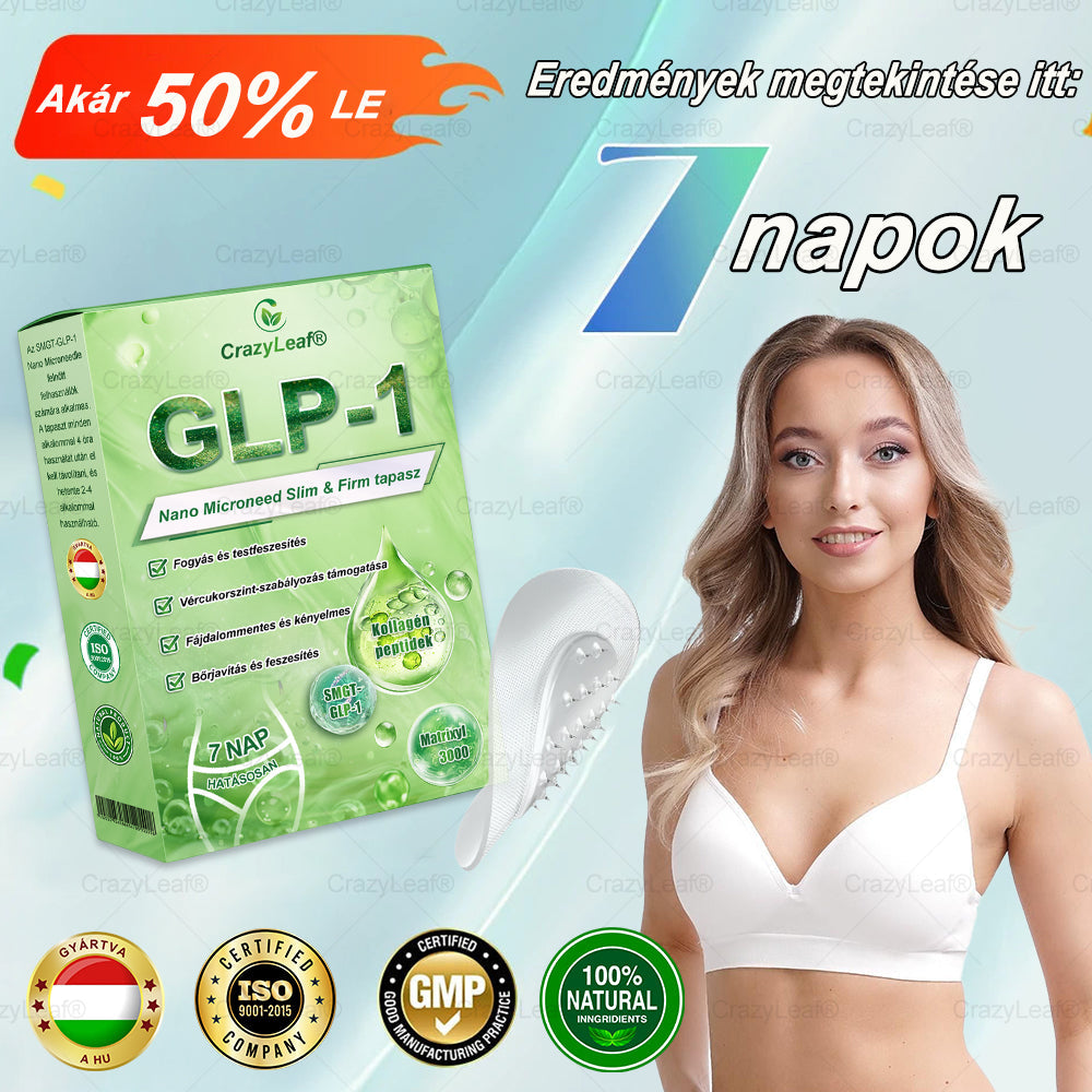 🏆Hivatalos áruház | CrazyLeaf® SMGT-GLP-1 nano tapasz kollagénnel & Matrixyl 3000-rel – Célzott hatás: elhízás,cukorbetegség,bőrmegereszkedés,  zsírmáj,  magas vérnyomás, energiaszint-csökkenés