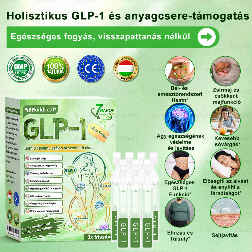 🍀BuildLeaf® GLP-1 8-az-1 Slim & Egészséges Oldat (Napi 1 adag · Eredmény 7 nap alatt),Segíti a fogyást, védi a szívet, szabályozza a cukorszintet, javítja az emésztést és az ízületeket — miközben feszesíti a bőrt és növeli az energiát.