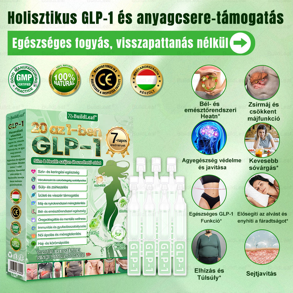 👑Hivatalos áruház | BuildLeaf GLP-1 20 az 1-ben Karcsúsító és egészséges szájon át szedhető folyadék (naponta egyszer, 7 napon belül hat) ✅ Támogatja a testsúlyt és a nők egészségét, miközben feszesíti a bőrt és fokozza a vitalitást