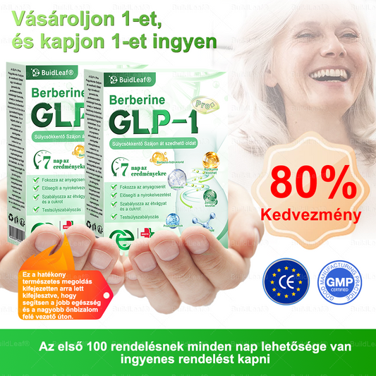 Klinikai kutatásokkal igazolt | A BuildLeaf® Berberine GLP-1 Pro Súlycsökkentő Szájon át szedhető oldat segíthet a makacs súlytöbblet, anyagcsere- és energiaproblémák kezelésében, támogatva a jobb közérzetet és vitalitást